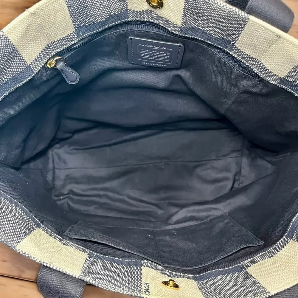 Coach F25919 Buffalo Plaid Canvas Tote Bag